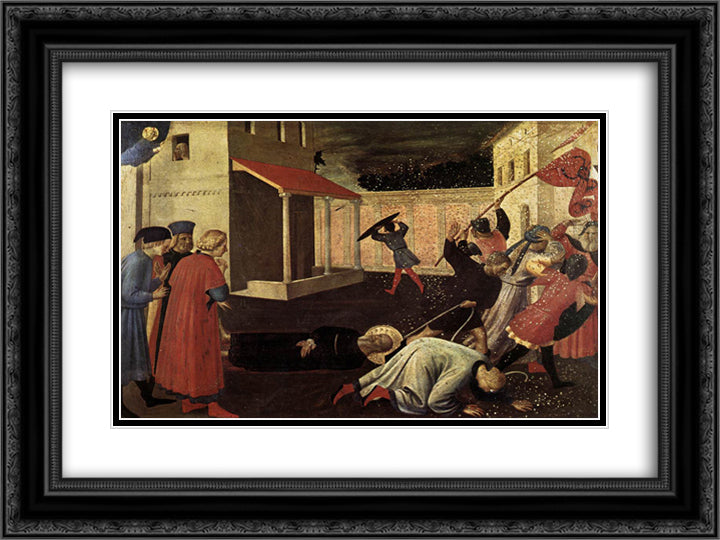 The Martyrdom of St. Mark 24x18 Black Ornate Wood Framed Art Print Poster with Double Matting by Angelico, Fra