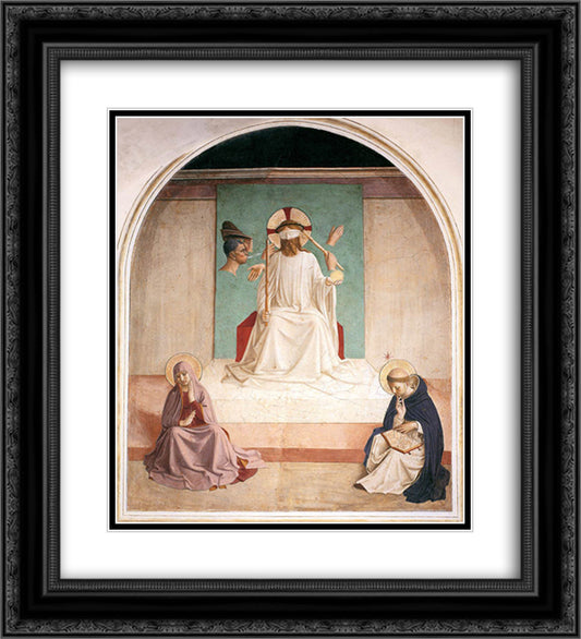 The Mocking of Christ 20x22 Black Ornate Wood Framed Art Print Poster with Double Matting by Angelico, Fra