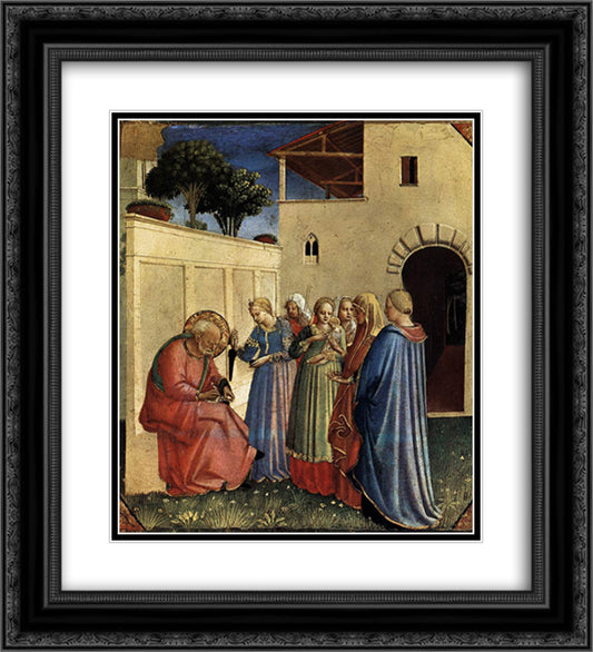 The Naming of St. John the Baptist 20x22 Black Ornate Wood Framed Art Print Poster with Double Matting by Angelico, Fra