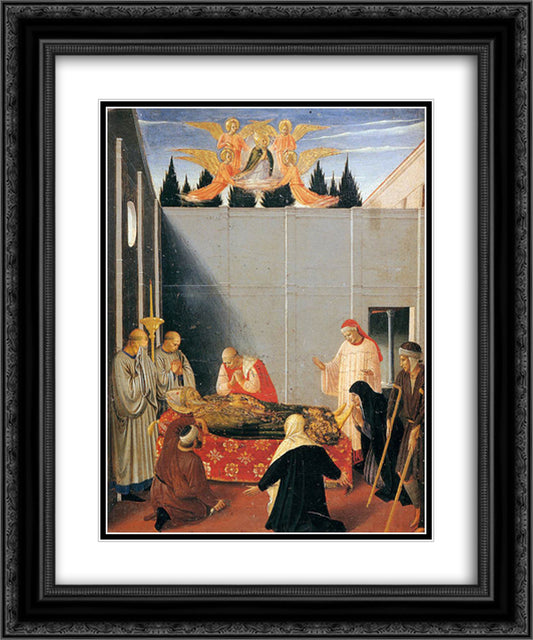 The Story of St. Nicholas The Death of the Saint 20x24 Black Ornate Wood Framed Art Print Poster with Double Matting by Angelico, Fra