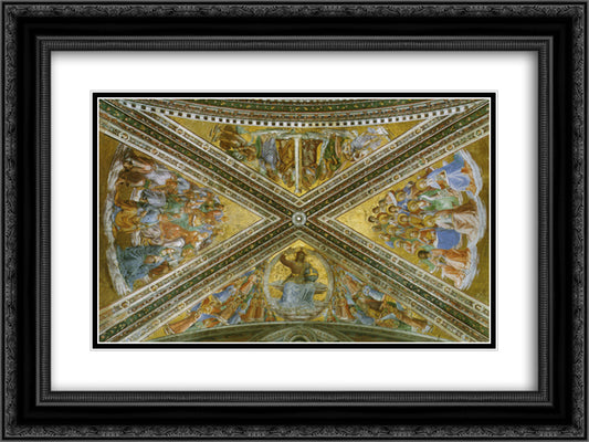 View of the chapel vaulting 24x18 Black Ornate Wood Framed Art Print Poster with Double Matting by Angelico, Fra