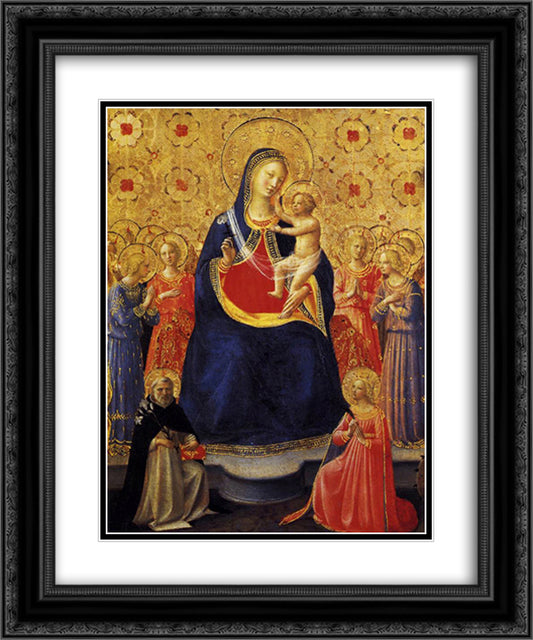 Virgin and Child with Sts. Dominic and Catherine of Alexandria 20x24 Black Ornate Wood Framed Art Print Poster with Double Matting by Angelico, Fra