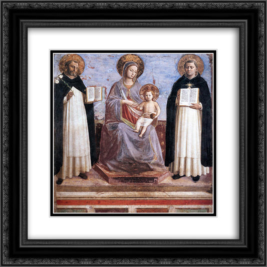 Virgin and Child with Sts. Dominic and Thomas Aquinas 20x20 Black Ornate Wood Framed Art Print Poster with Double Matting by Angelico, Fra