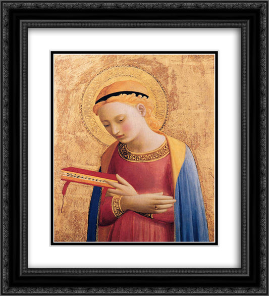 Virgin Mary Annunciate 20x22 Black Ornate Wood Framed Art Print Poster with Double Matting by Angelico, Fra