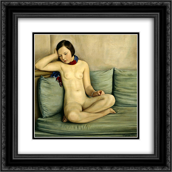 Les songes creux 20x20 Black Ornate Wood Framed Art Print Poster with Double Matting by Barraud, Francois