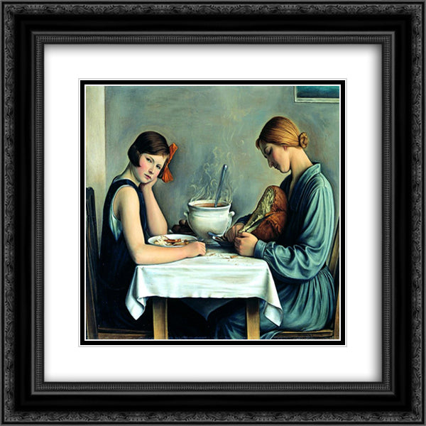 Tailleuses de soupe 20x20 Black Ornate Wood Framed Art Print Poster with Double Matting by Barraud, Francois