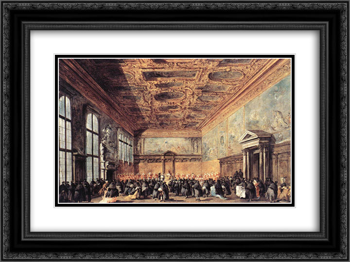 Audience Granted by the Doge 24x18 Black Ornate Wood Framed Art Print Poster with Double Matting by Guardi, Francesco