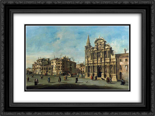 Church of Santa-Maria Zobenigo 24x18 Black Ornate Wood Framed Art Print Poster with Double Matting by Guardi, Francesco