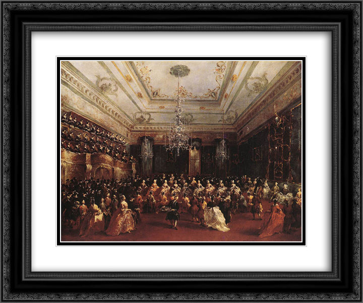 Ladies Concert at the Philharmonic Hall 24x20 Black Ornate Wood Framed Art Print Poster with Double Matting by Guardi, Francesco