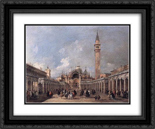 The Feast of the Ascension 24x20 Black Ornate Wood Framed Art Print Poster with Double Matting by Guardi, Francesco