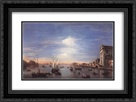 The Giudecca Canal with the Zattere 24x18 Black Ornate Wood Framed Art Print Poster with Double Matting by Guardi, Francesco