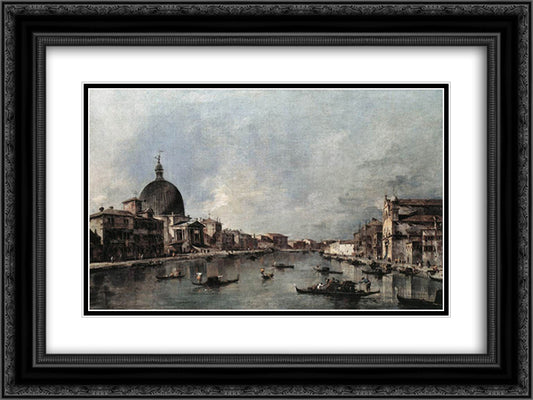 The Grand Canal with San Simeone Piccolo and Santa Lucia 24x18 Black Ornate Wood Framed Art Print Poster with Double Matting by Guardi, Francesco