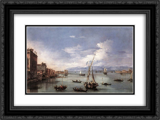 The Lagoon from the Fondamenta Nuove 24x18 Black Ornate Wood Framed Art Print Poster with Double Matting by Guardi, Francesco