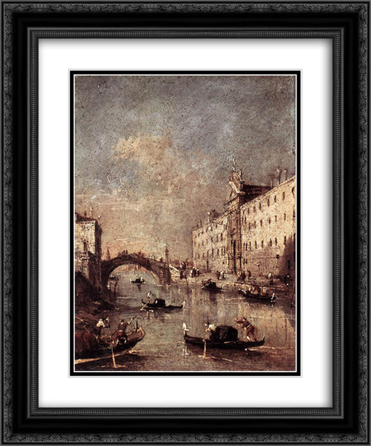 Venice, Il Rio dei Mendicanti 20x24 Black Ornate Wood Framed Art Print Poster with Double Matting by Guardi, Francesco