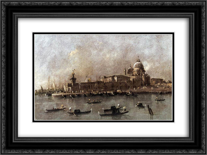 Venice A View of the Entrance to the Grand Canal 24x18 Black Ornate Wood Framed Art Print Poster with Double Matting by Guardi, Francesco