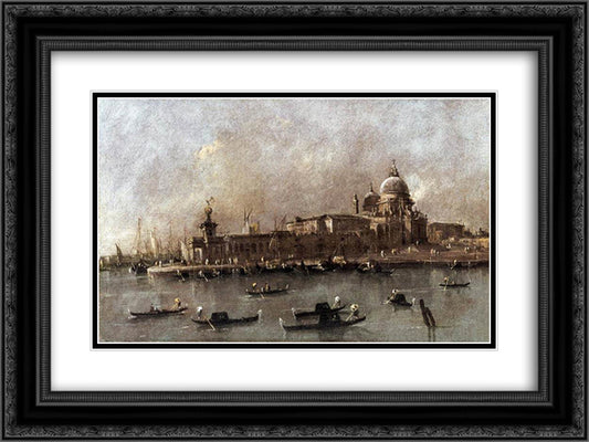 Venice A View of the Entrance to the Grand Canal 24x18 Black Ornate Wood Framed Art Print Poster with Double Matting by Guardi, Francesco