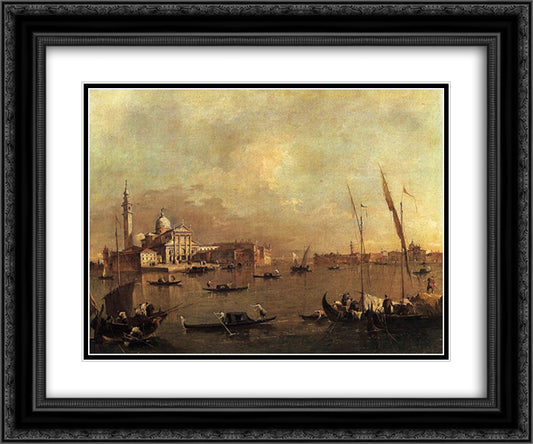 Venice San Giorgio Maggiore 24x20 Black Ornate Wood Framed Art Print Poster with Double Matting by Guardi, Francesco