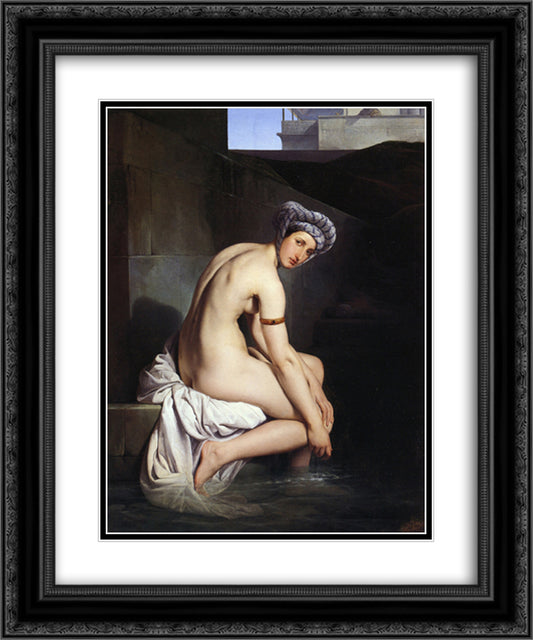 Bathsheba 20x24 Black Ornate Wood Framed Art Print Poster with Double Matting by Hayez, Francesco