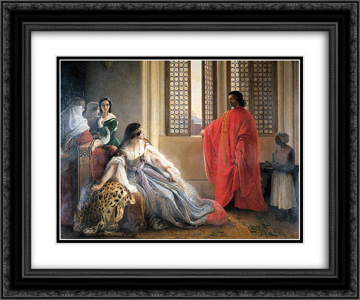 Caterina Cornaro Deposed from the Throne of Cyprus 24x20 Black Ornate Wood Framed Art Print Poster with Double Matting by Hayez, Francesco