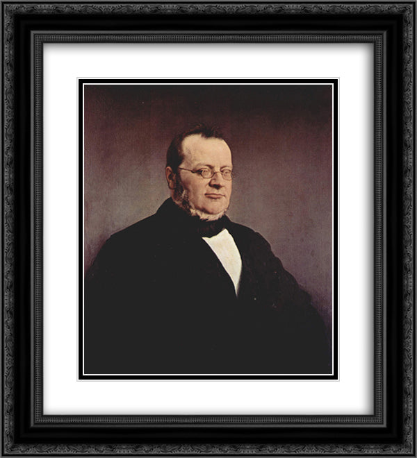 Count Camillo Cavour 20x22 Black Ornate Wood Framed Art Print Poster with Double Matting by Hayez, Francesco