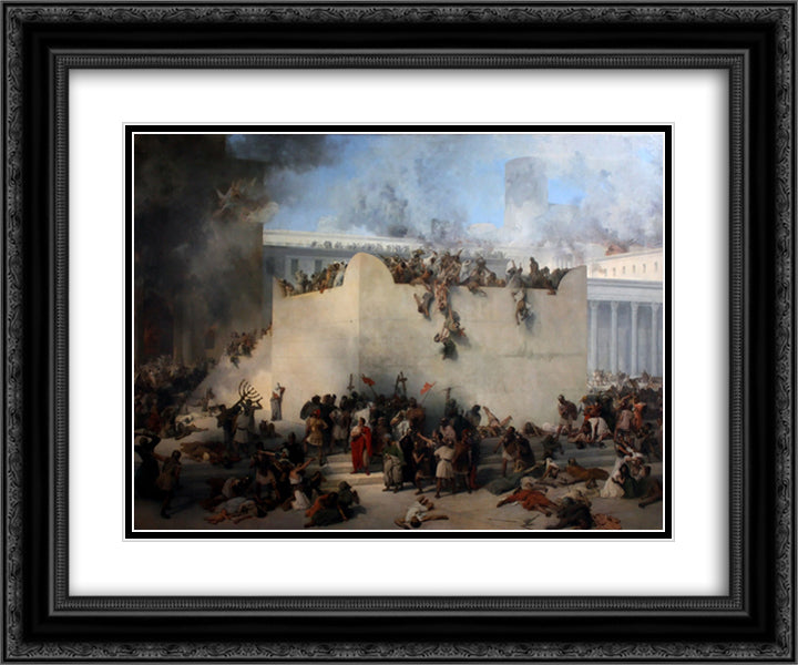 Destruction of the Temple of Jerusalem 24x20 Black Ornate Wood Framed Art Print Poster with Double Matting by Hayez, Francesco