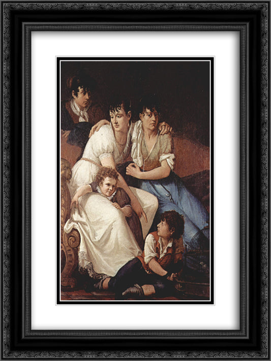 Family portrait 18x24 Black Ornate Wood Framed Art Print Poster with Double Matting by Hayez, Francesco