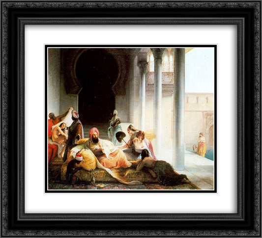 Inside the Harem 22x20 Black Ornate Wood Framed Art Print Poster with Double Matting by Hayez, Francesco