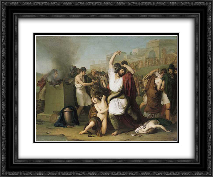 Laocoon 24x20 Black Ornate Wood Framed Art Print Poster with Double Matting by Hayez, Francesco