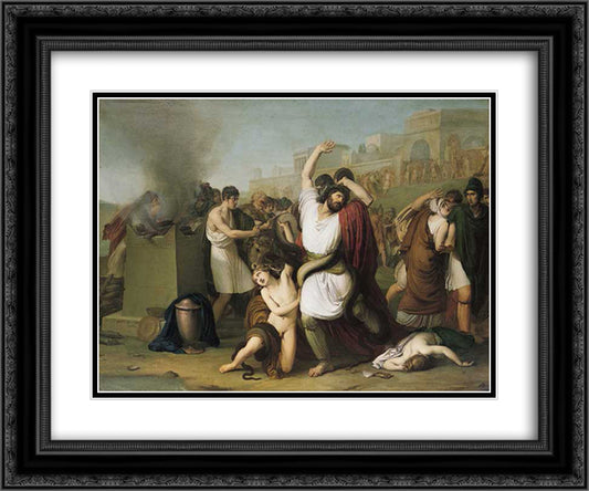 Laocoon 24x20 Black Ornate Wood Framed Art Print Poster with Double Matting by Hayez, Francesco