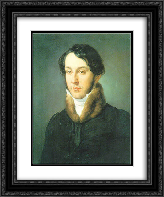 Portrait of a man 20x24 Black Ornate Wood Framed Art Print Poster with Double Matting by Hayez, Francesco