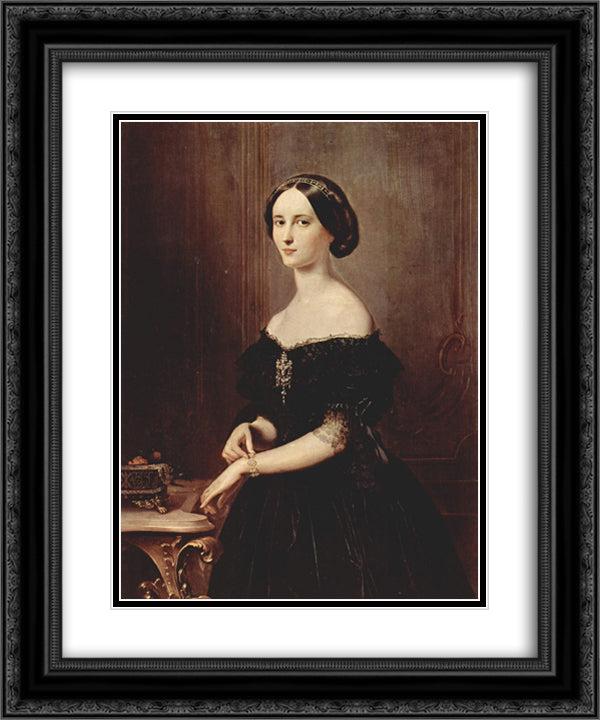 Portrait of a Venetian woman 20x24 Black Ornate Wood Framed Art Print Poster with Double Matting by Hayez, Francesco