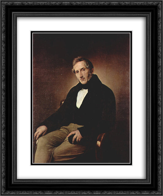 Portrait of Alessandro Manzoni 20x24 Black Ornate Wood Framed Art Print Poster with Double Matting by Hayez, Francesco