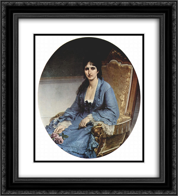 Portrait of Antoniet Negroni Prati Morosini 20x22 Black Ornate Wood Framed Art Print Poster with Double Matting by Hayez, Francesco