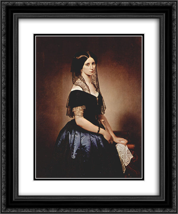 Portrait of Antoniet Tarsis Basilico 20x24 Black Ornate Wood Framed Art Print Poster with Double Matting by Hayez, Francesco