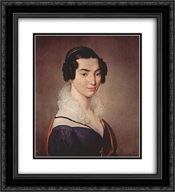 Portrait of Antoniet Vitali Sola 20x22 Black Ornate Wood Framed Art Print Poster with Double Matting by Hayez, Francesco