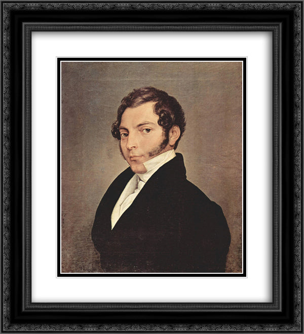 Portrait of Conte Ninni 20x22 Black Ornate Wood Framed Art Print Poster with Double Matting by Hayez, Francesco