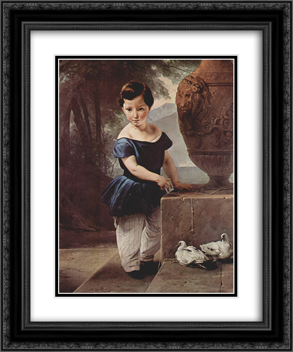 Portrait of Don Giulio Vigoni as a child 20x24 Black Ornate Wood Framed Art Print Poster with Double Matting by Hayez, Francesco