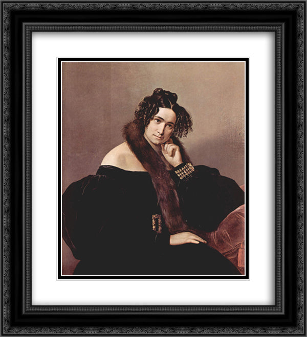 Portrait of Felicina Caglio Perego di Cremnago 20x22 Black Ornate Wood Framed Art Print Poster with Double Matting by Hayez, Francesco