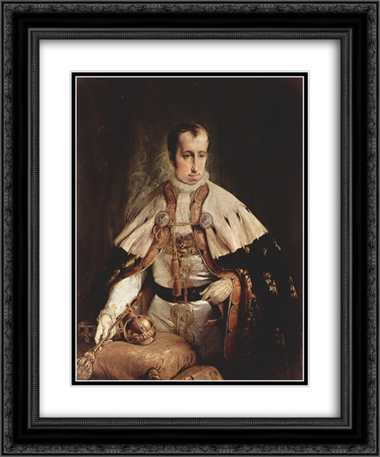 Portrait of Ferdinand I of Austria 20x24 Black Ornate Wood Framed Art Print Poster with Double Matting by Hayez, Francesco