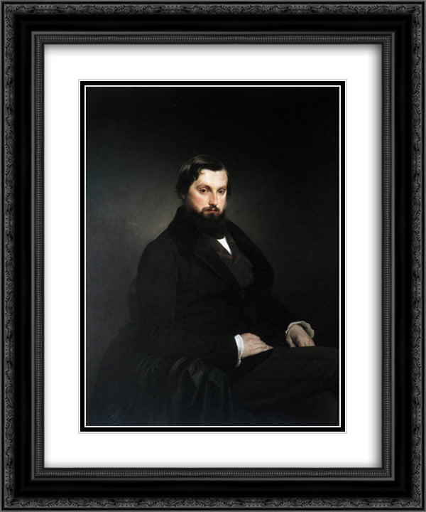 Portrait of Gian Giacomo Poldi Pezzoli 20x24 Black Ornate Wood Framed Art Print Poster with Double Matting by Hayez, Francesco