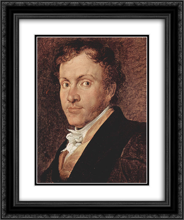 Portrait of Giuseppe Roberti 20x24 Black Ornate Wood Framed Art Print Poster with Double Matting by Hayez, Francesco