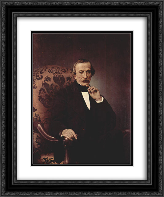 Portrait of Massimo d'Azeglio 20x24 Black Ornate Wood Framed Art Print Poster with Double Matting by Hayez, Francesco