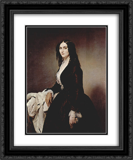 Portrait of Matilde Juva Branca 20x24 Black Ornate Wood Framed Art Print Poster with Double Matting by Hayez, Francesco