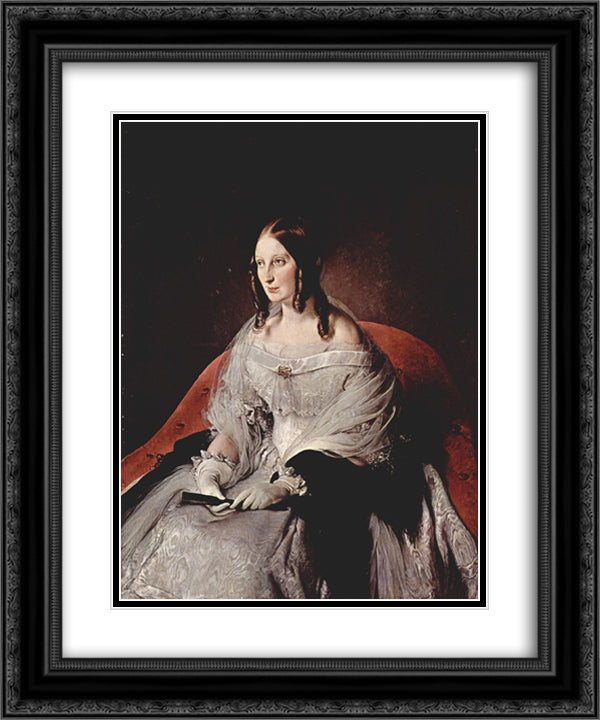 Portrait of Princess Di Sant 'Antimo 20x24 Black Ornate Wood Framed Art Print Poster with Double Matting by Hayez, Francesco