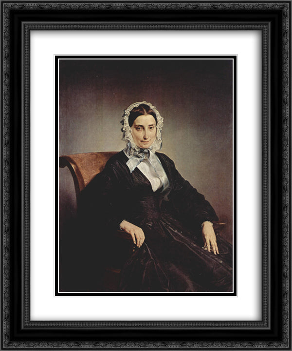 Portrait of Teresa Borri 20x24 Black Ornate Wood Framed Art Print Poster with Double Matting by Hayez, Francesco