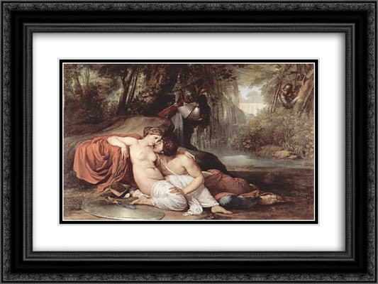 Rinaldo and Armida 24x18 Black Ornate Wood Framed Art Print Poster with Double Matting by Hayez, Francesco