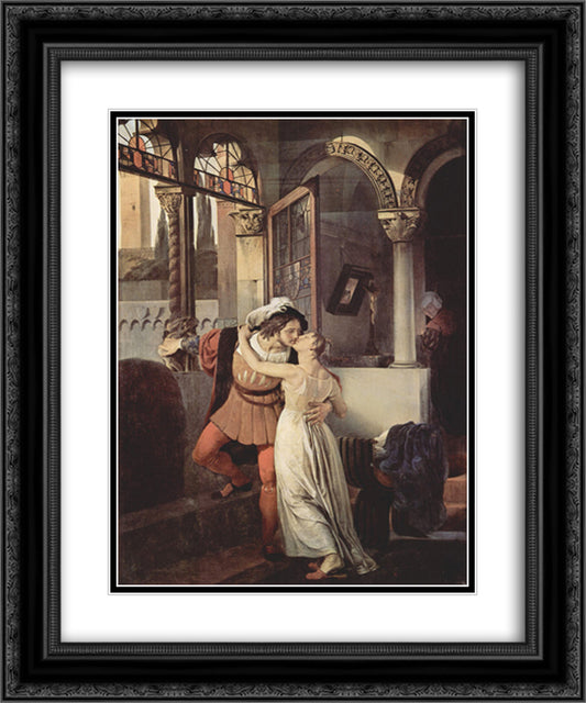 The last kiss of Romeo and Juliet 20x24 Black Ornate Wood Framed Art Print Poster with Double Matting by Hayez, Francesco