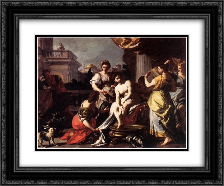 Bathsheba Bathing 24x20 Black Ornate Wood Framed Art Print Poster with Double Matting by Solimena, Francesco