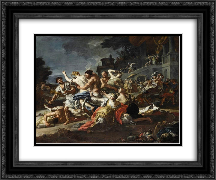 Battle between Lapiths and Centaurs 24x20 Black Ornate Wood Framed Art Print Poster with Double Matting by Solimena, Francesco