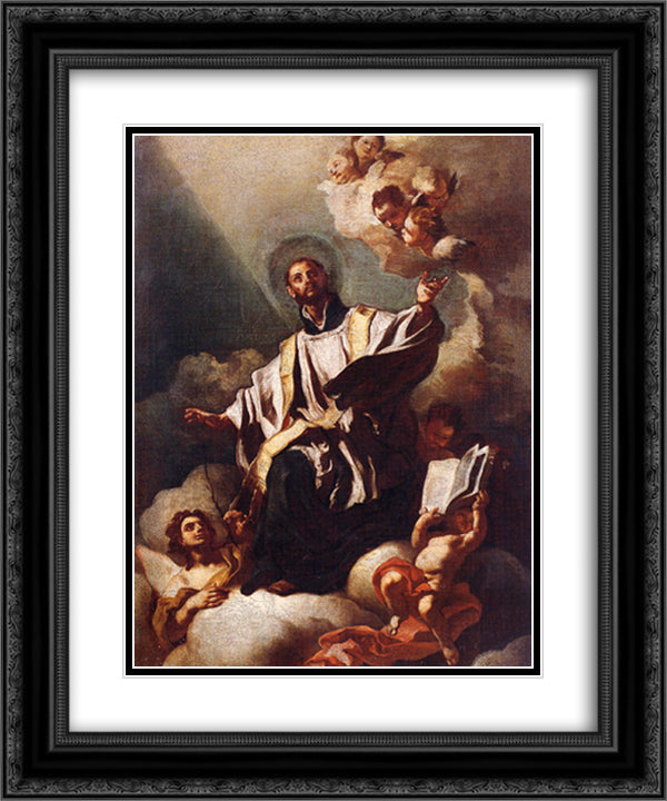 Diedci 20x24 Black Ornate Wood Framed Art Print Poster with Double Matting by Solimena, Francesco
